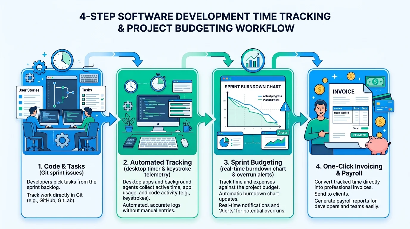Tracknesty Software Development Sprint Burndown and Budgeting Workflow