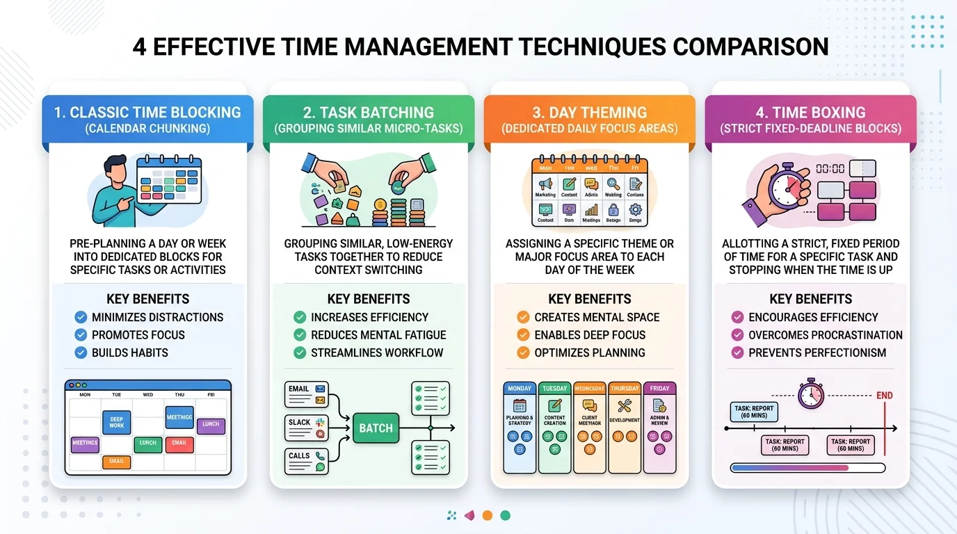 4 Effective Time Management Techniques Comparison